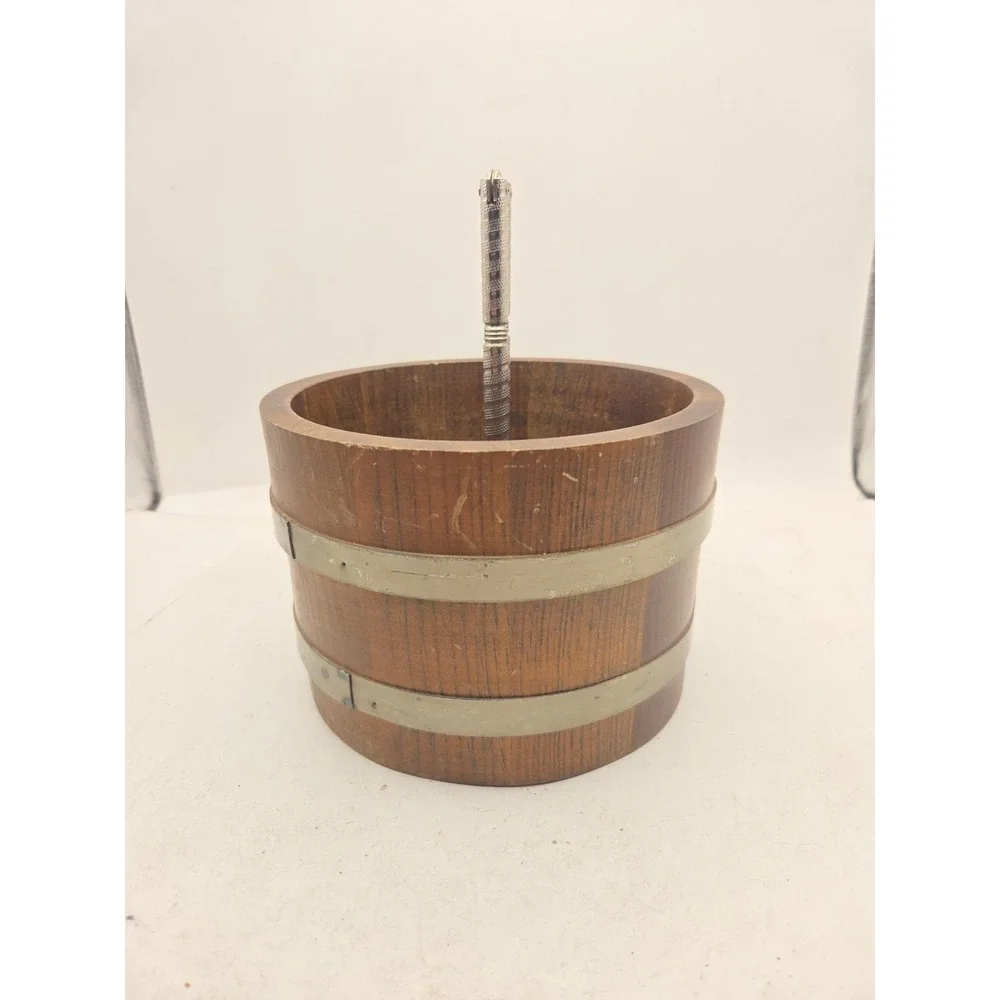 Vintage Basketville Putney Vermont Wood Nut Bowl Barrel With Cracker Only